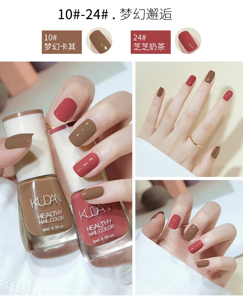 Nail Polish Without Baking Lamp White Fine Glitter Non-baking Non-peel Transparent Shiny Oil Base Coat Nude Nail Polish