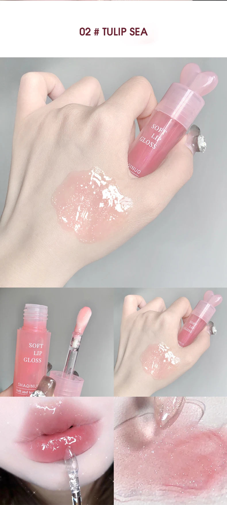 Lightweight and plump lip balm with a glossy mirror finish. The glass lips are moisturized and moisturized with lip oil