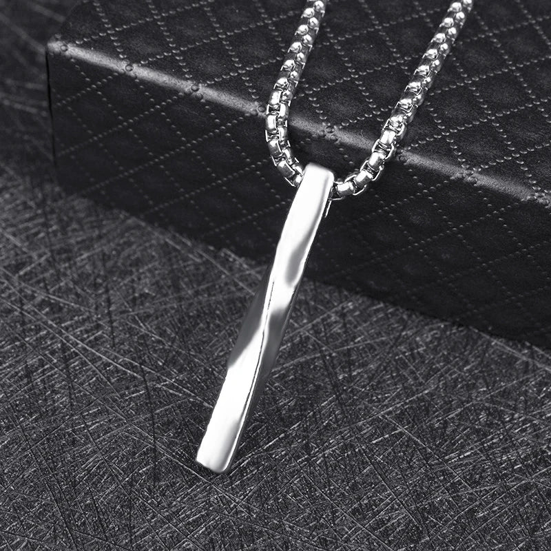 Mens Jewellery New Vintage Rectangle Pendant Necklace Men Width 3mm Stainless Steel Handmade Chain Necklace for Men Jewelry Gift