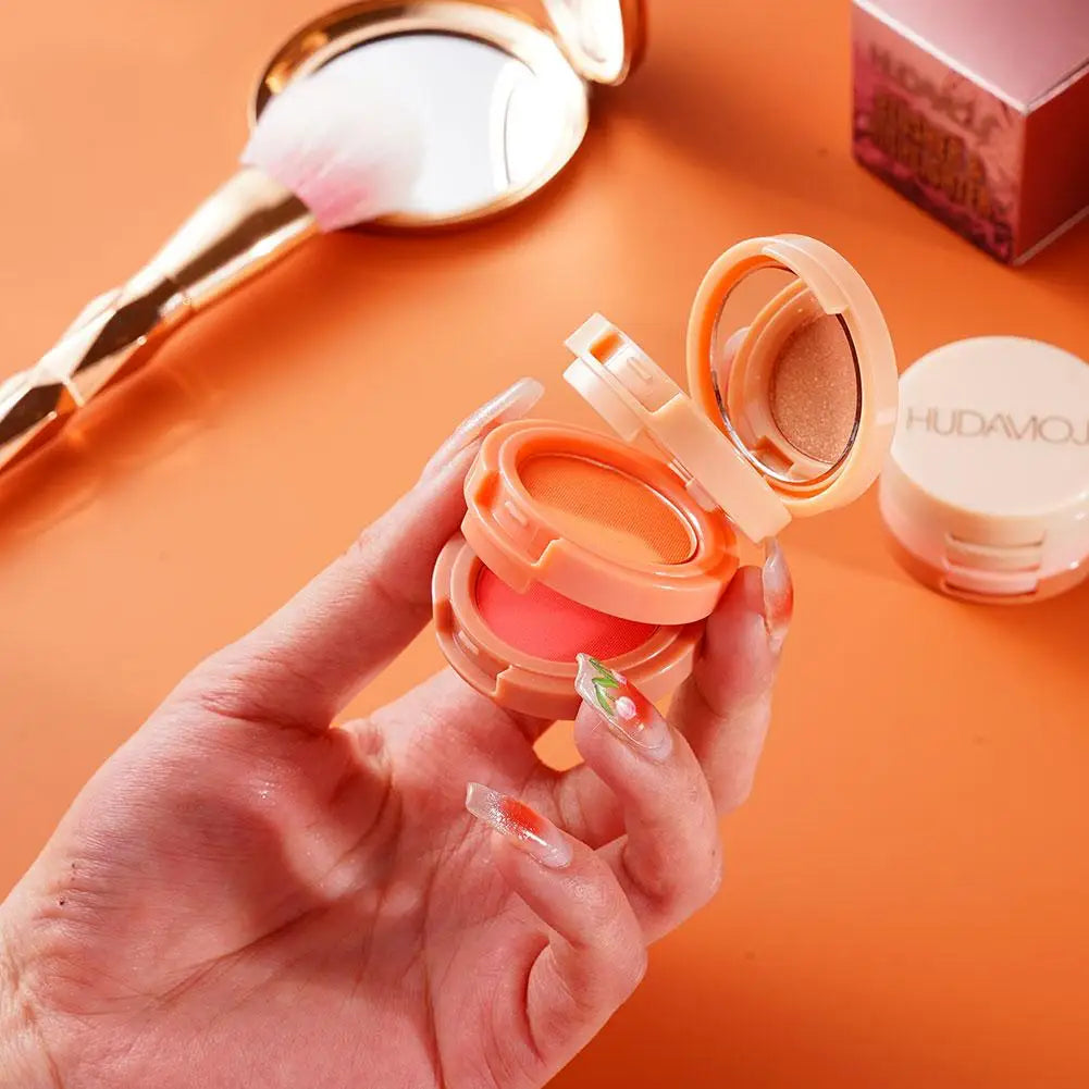Pink Peach Blush Powder 3 In 1 Matte Blush  Low Saturation Soft Fog Blush Brightening Face Blusher Rouge Makeup Cheek Tint
