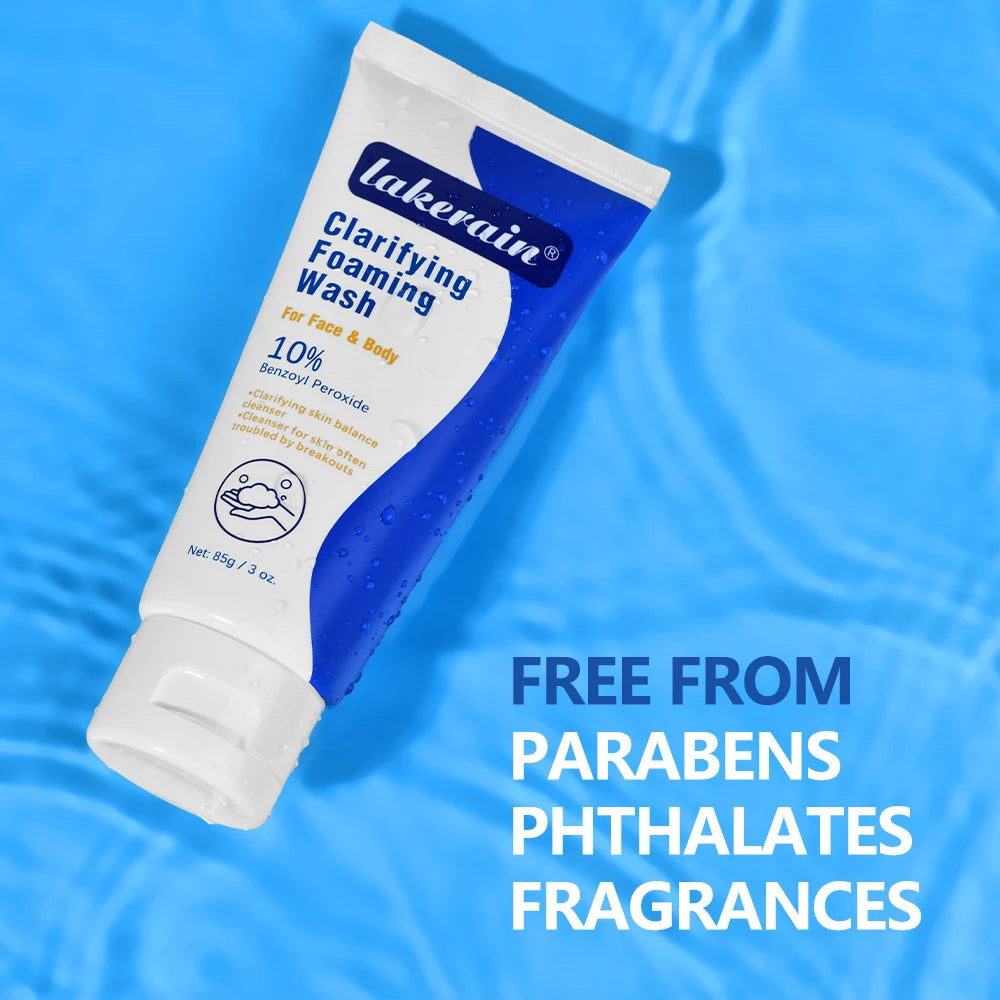 Lakerain Clarifying Foaming Wash 10% Benzoyl Peroxide Foaming Cleanser Acne Foaming Cleanser Target Breakouts Deep Clean Cream