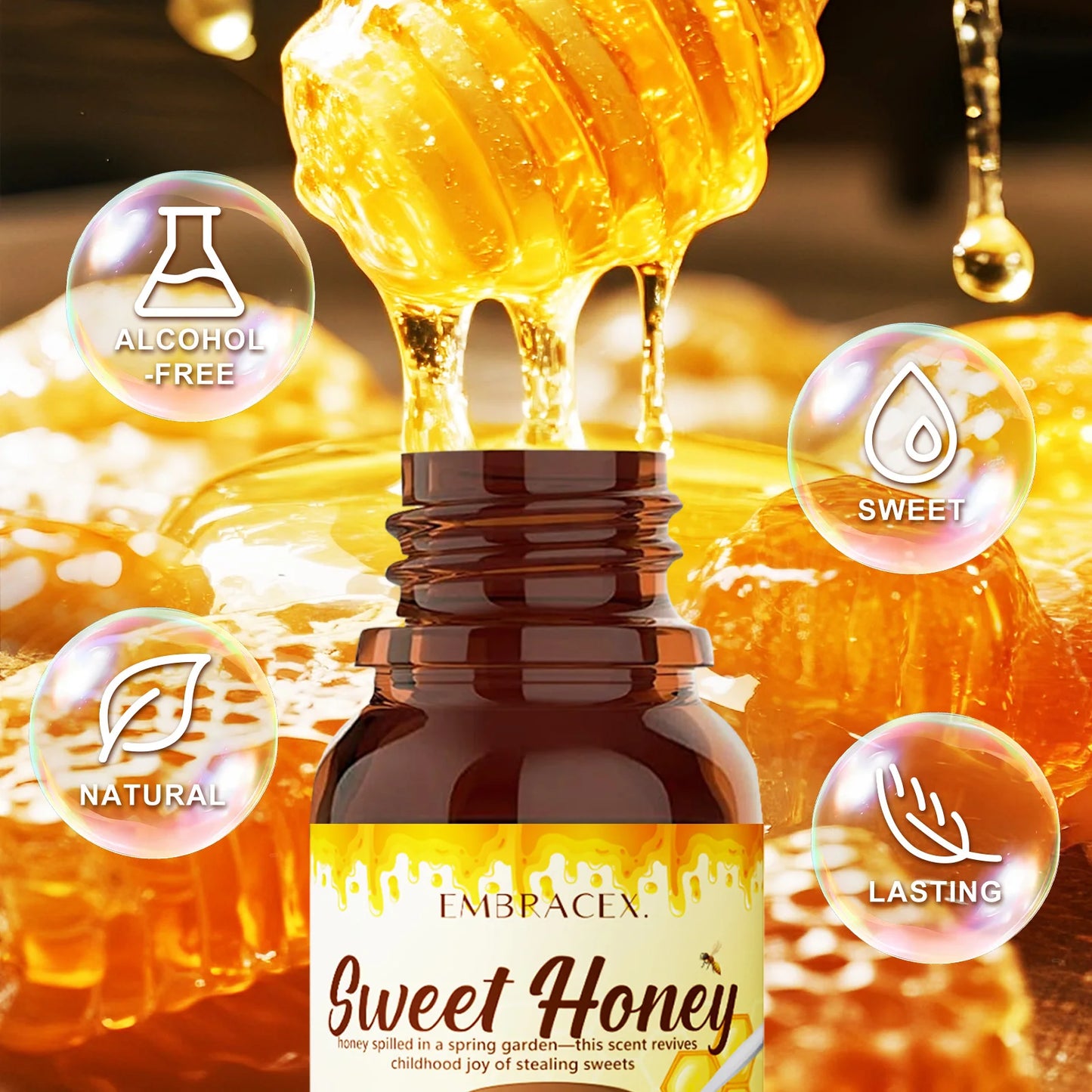 10ml Honey Fragrance oil Perfume Essential Oils Air Freshening Humidifier Diffusers Oils DIY Candle/Soap Skincare Holiday Gifts