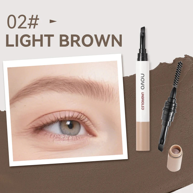 Double-Ended Eyebrow Cream, Waterproof And Sweat Proof, Smudge Proof, Long Lasting Makeup Without Separation