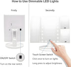 Pro Vanity Mirror with 21 LED Natural Light Tri-Zone Magnification USB-C Anti-Glare 180° Adjustable for Makeup & Skin Care