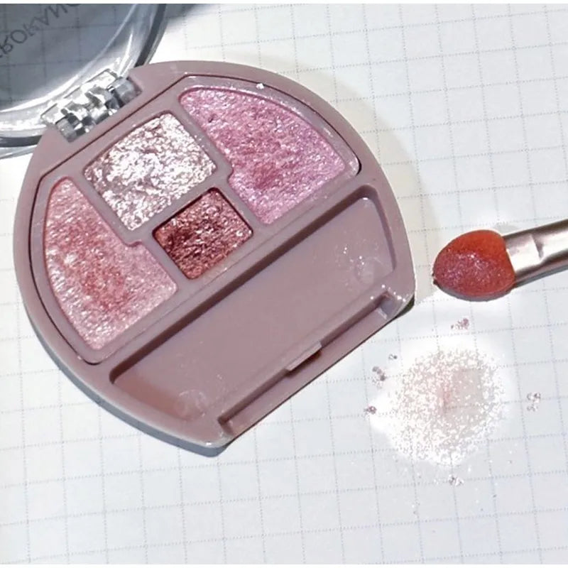 Four-color Eye Shadow Powder Palette Shimmering Glitter Natural Eyelid Silkworm Contour Shadow Natural Tone Pink Eyeliner Makeup