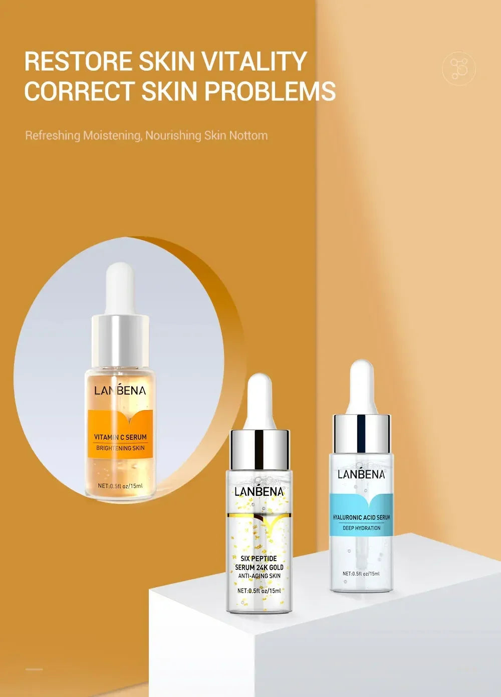 4 Kinds Moisturizing Facial Serum Deep Repair Face Skin Hyaluronic Acid Vitamin C Essence Fade Dark Spots Anti-Aging Skin Care