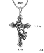 Necklace For Men National Retro Style Hand Of Prayer Stainless Steel Cross Fresh Fashion Necklace Personality Niche Pendant