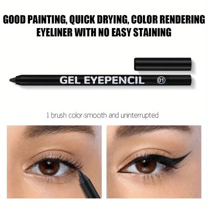 Black Brown Waterproof Eyeliner Pencil Long Lasting Easy To Wear Eye Liner Gel Matte Quick Drying Eyeliner Pen Makeup Cosmetic