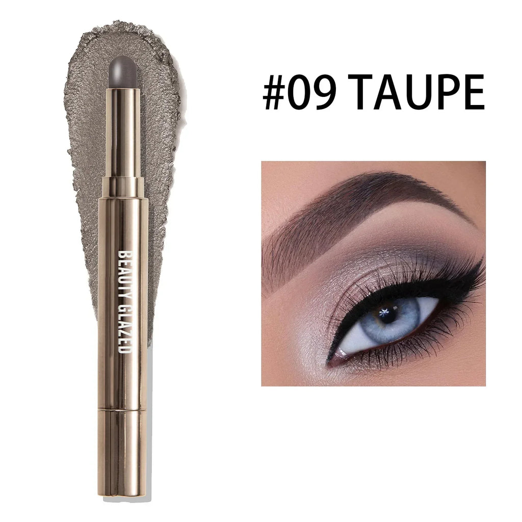 10 Color Double Ended Eye Shadow Stick With Sponge Brush Pearlescent Lasting Eyeshadow Pen Contouring Portable Makeup Cosmetics