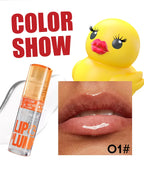 Mirror Like Lip Gloss Plumping Oil Transparent Hydrating Glaze Cute Duck Design Pouty Lips Liquid Stick Shiny Finish