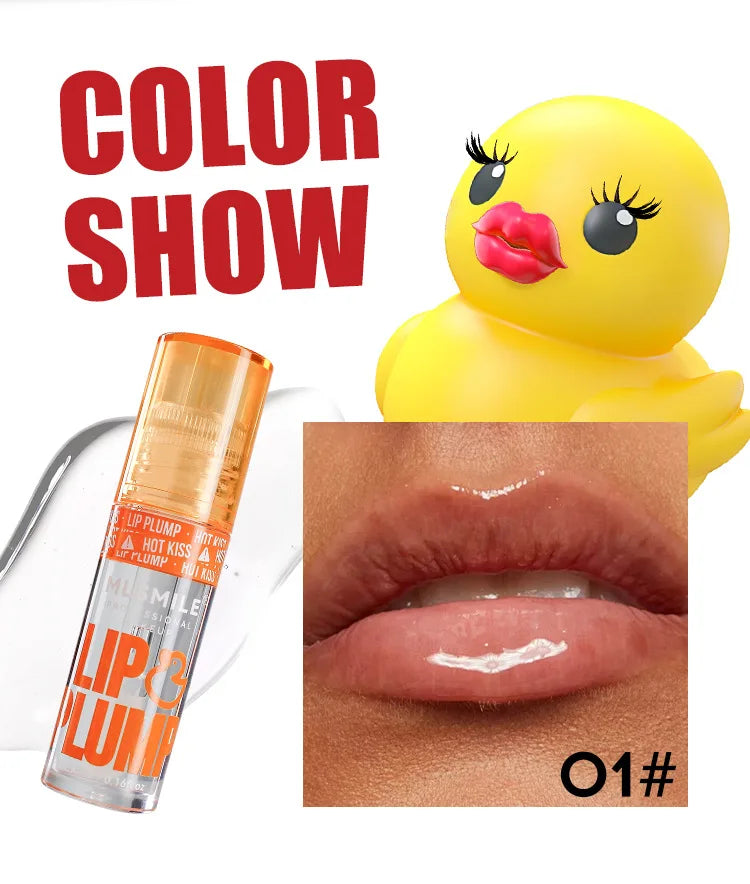 Mirror Like Lip Gloss Plumping Oil Transparent Hydrating Glaze Cute Duck Design Pouty Lips Liquid Stick Shiny Finish