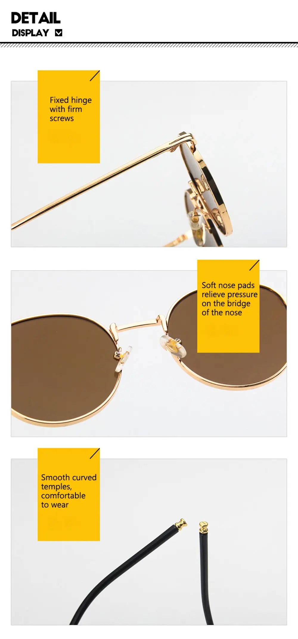 Fashion Women  Sunglases Round Sun Glasses New Metal Frame Eyewear Fishing Glasses UV400 Shades