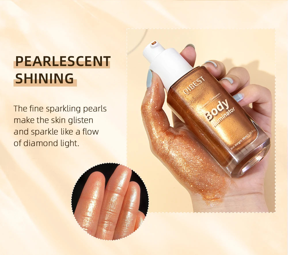 QIBEST 5 Colors Body Face Liquid Highlighter Glitter Makeup Glow Face Contour Shimmer Illuminator Ginger Highlight Cosmetics