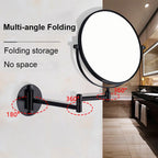 Space-Saving Wall-Mounted Makeup Mirror, 3X/1X Dual-Sided Rotating Mirror with Aluminum Frame, Foldable Design for Bathroom