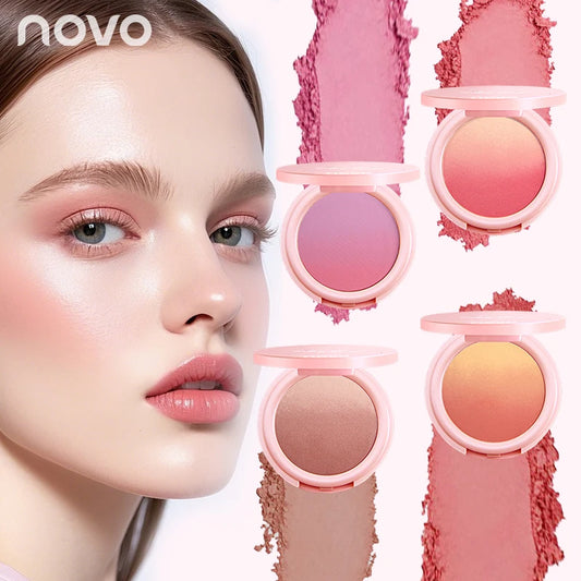 Vibrant Blush Palette, Multi-Color Gradient Design, Lightweight & Blendable Color, Face Cosmetics, With Easy-To-Use Mirror