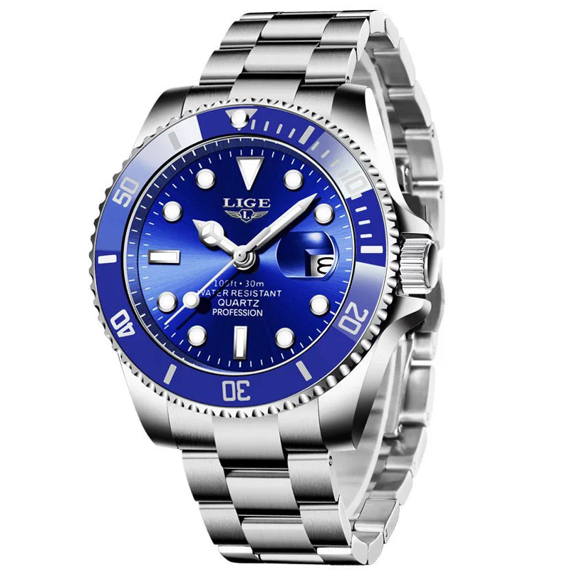 LIGE Men Watch Fashion Business Watch Men Top Brand Luxury Waterproof Luminous Quartz Wristwatches For Men Relogios Masculino