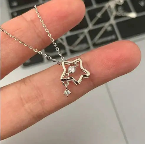 Women's Neck Chain 1 Dollar Items Bow Wreath Pendant Necklace Female, Light Luxury Niche Starry Collarbone Chain Ins