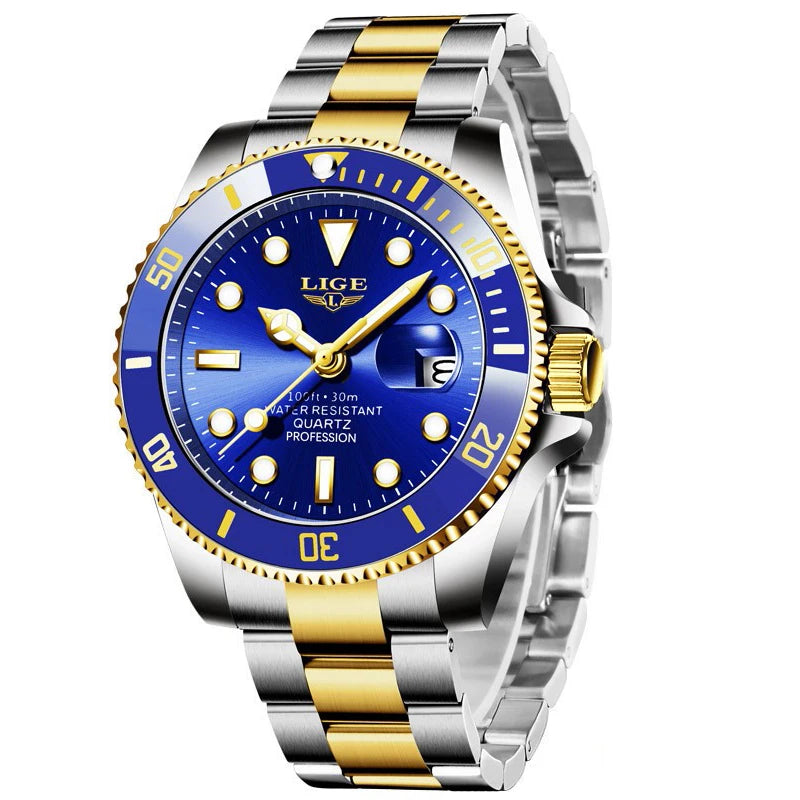 LIGE Men Watch Fashion Business Watch Men Top Brand Luxury Waterproof Luminous Quartz Wristwatches For Men Relogios Masculino