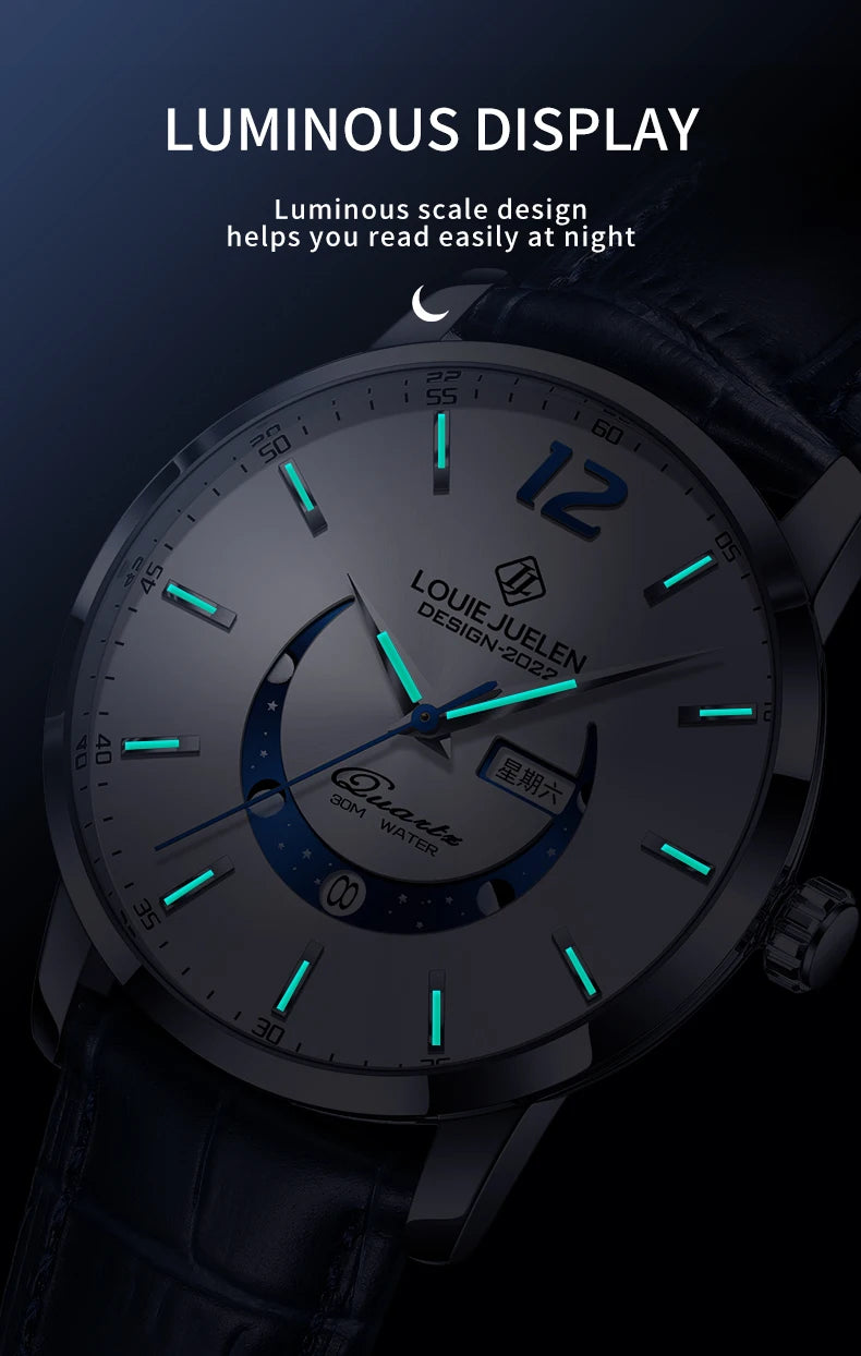 Men's Watches Top Brand Luxury Men Wrist Watch Leather Quartz Watch Sports Waterproof Male Clock Relogio Masculino+Box 2023 New
