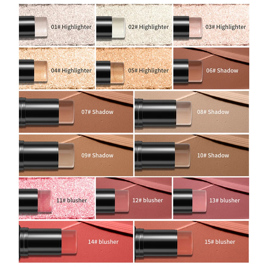 Highlighting Bronzer Stick Face Brightening Blusher Rouge Concealer Long Lasting Corrector 3D Nose Shadow Contouring Cosmetics