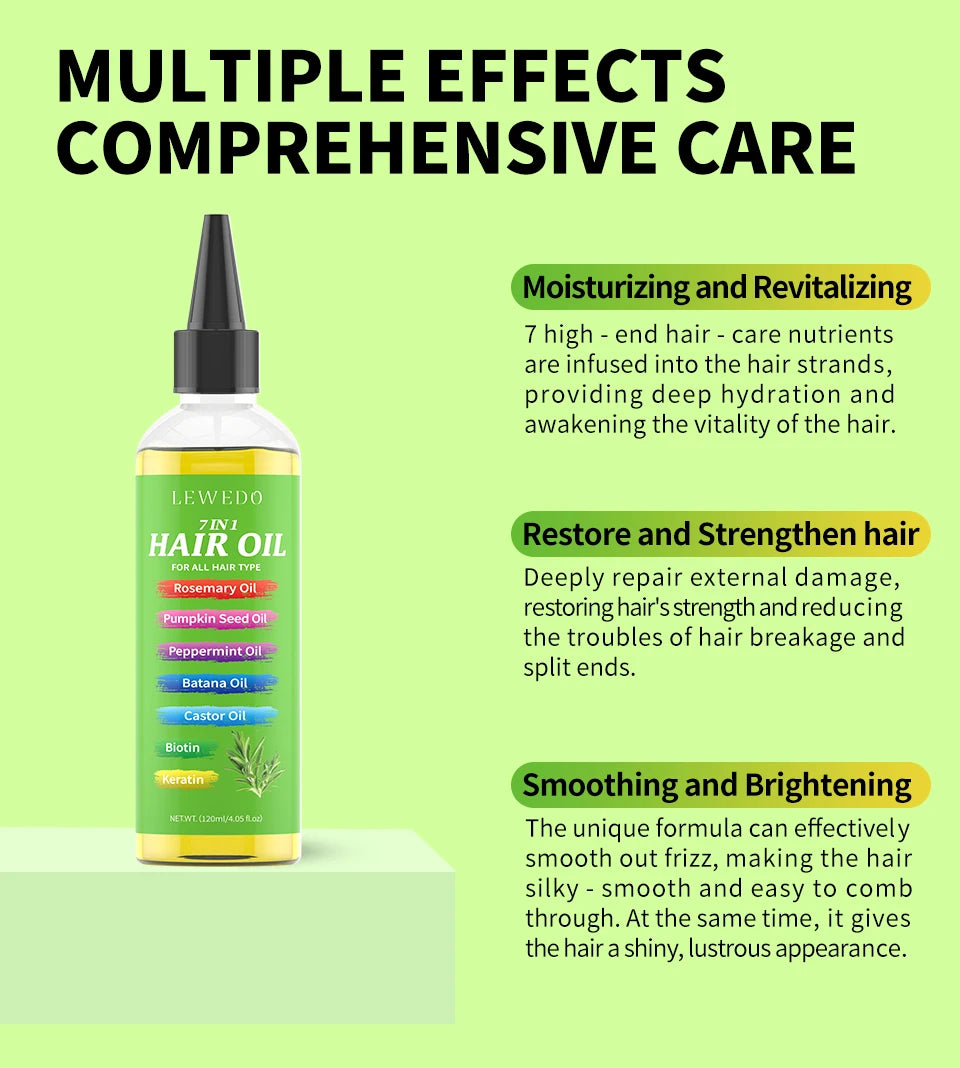 7 in 1 Hair Serum Oil Strengthen Root Smoothing Deep Nourishing Repair Frizzy Hair Product Hair Care Essence For Men Women 120ml