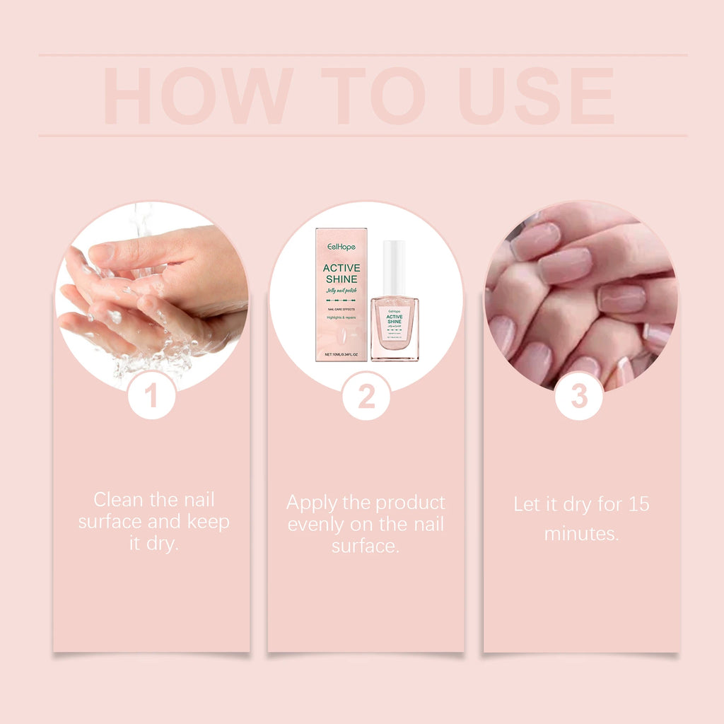 Jelly Nail Polish - Transparent Pink Water-Based Nail Polish, Autumn & Winter Shade, Skin-Whitening, Fine Glitter, Girly Pink
