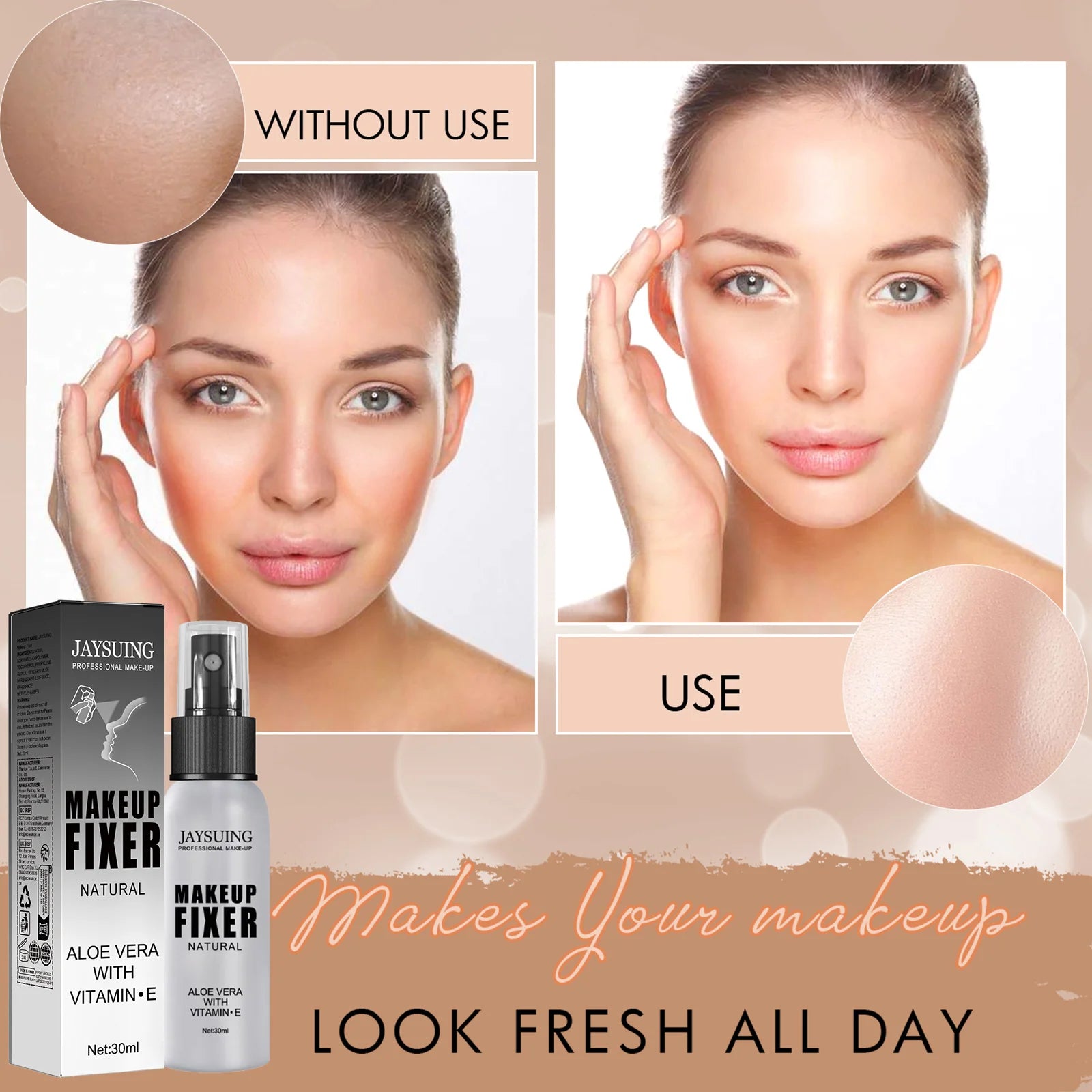 30ml Makeup Setting Spray For Face Transfer-proof Long-lasting Oil-free  No Separation Refreshing Quick Fixer Makeup Spray