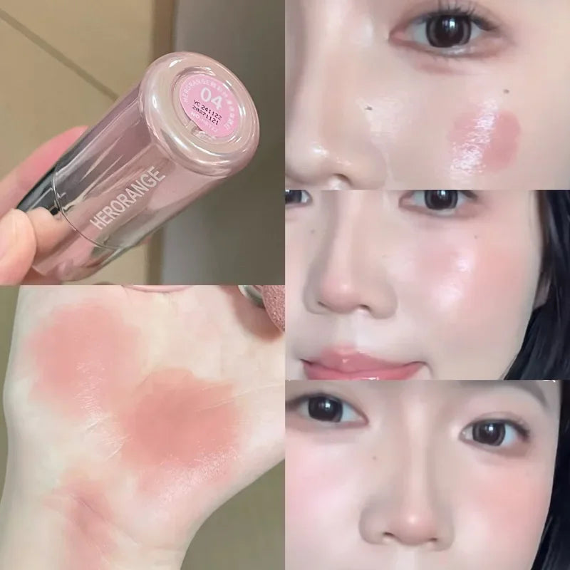 Liquid Blush Stick, with Sponge Tip, Suitable for Lips and Cheeks, Waterproof and Long-Lasting Color Correction
