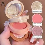 Pink Peach Blush Powder 3 In 1 Matte Blush  Low Saturation Soft Fog Blush Brightening Face Blusher Rouge Makeup Cheek Tint