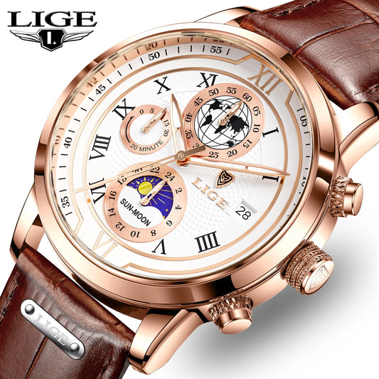 LIGE Top Brand Luxury Watch for Men Business Casual Men's Watches Wristwatch Man Quartz Chronograph Waterproof Watches Clock New