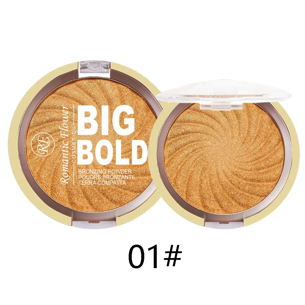 3-color powder brightens the face,bronze color pressed powder, waterproof and high gloss makeup,brightening wheat pearl powder