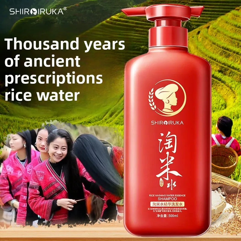 500ml Wash Rice Water Hair Shampoo Anti Dandruff Shampoo Professional Hair Care Clean Scalp and Improve Scalp Environment