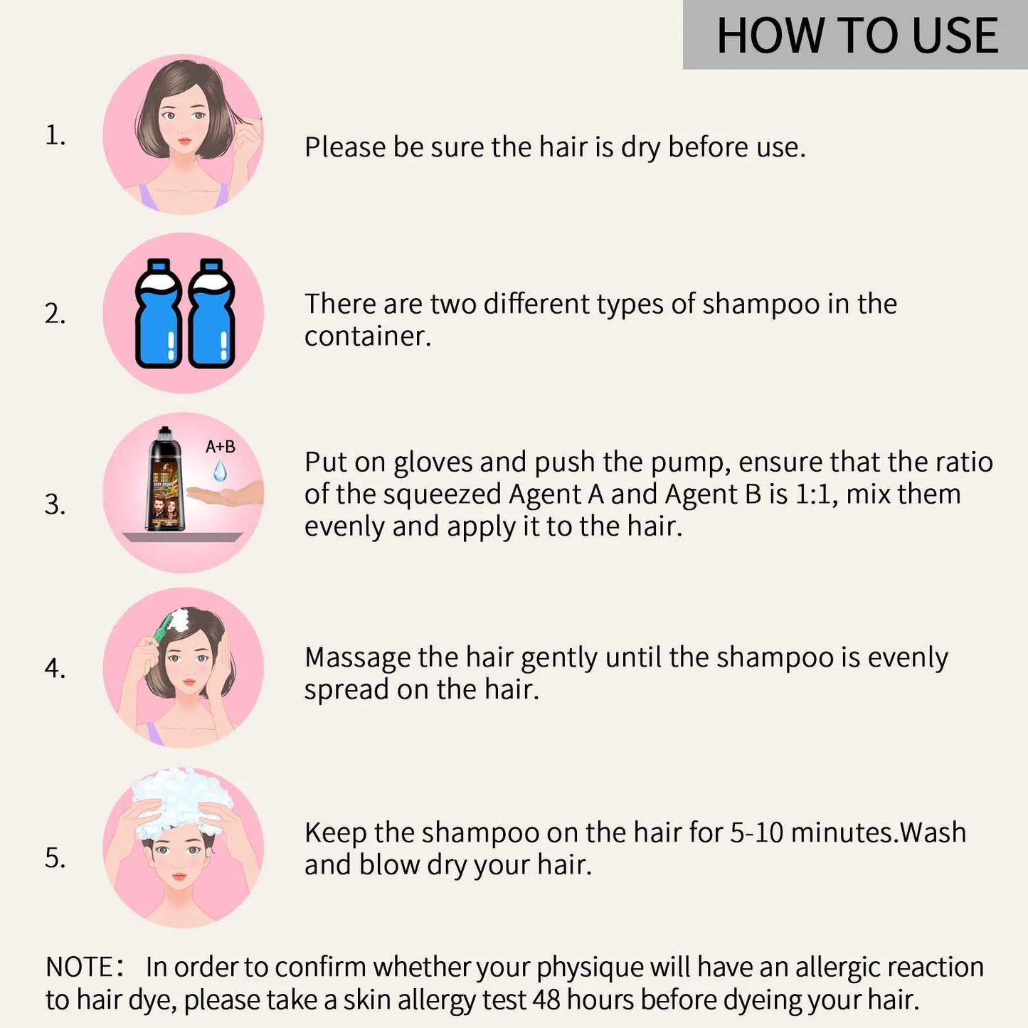 420ml/14.2 Fl.oz Dark Brown Hair Color Shampoo for Gray Hair Instant Hair, Hair Dye Shampoo Natural Long Lasting for Men & Women