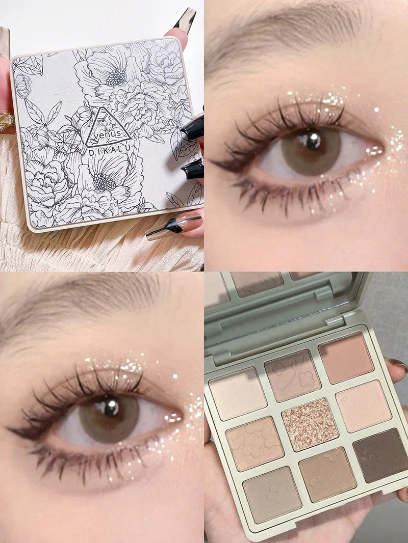Cement Grey Black Eye Shadow Palette Makeup Eyes Glitter Contour Pigments Palette Pearly Shimmer Fashion Korean Shadow Makeup