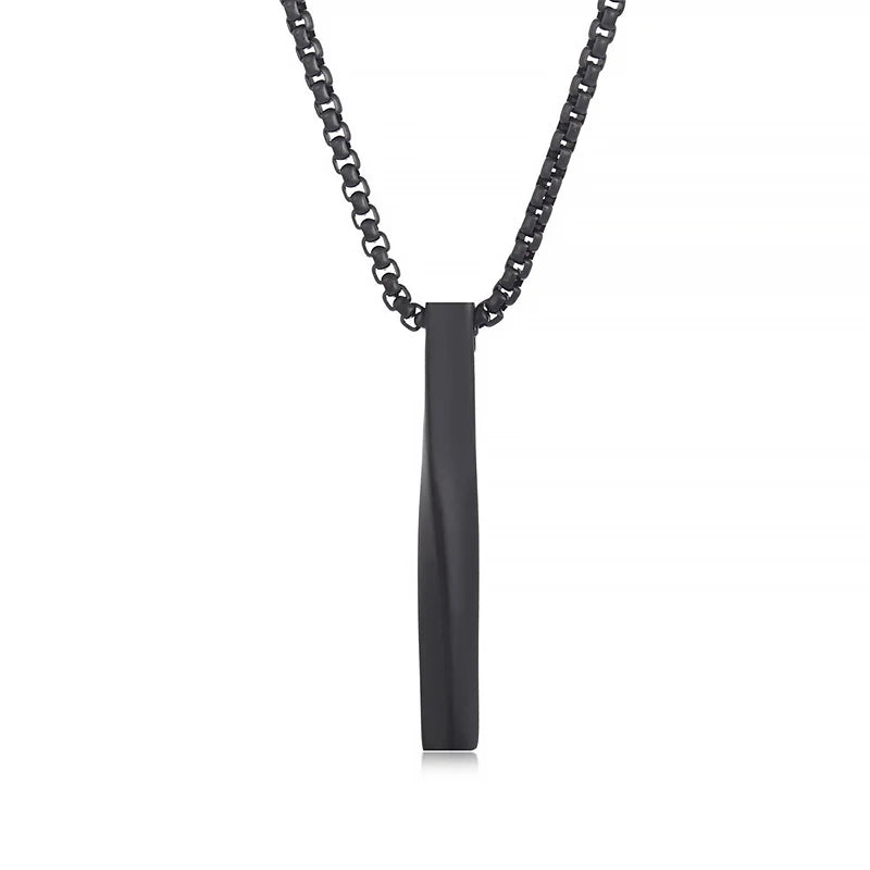 Mens Jewellery New Vintage Rectangle Pendant Necklace Men Width 3mm Stainless Steel Handmade Chain Necklace for Men Jewelry Gift