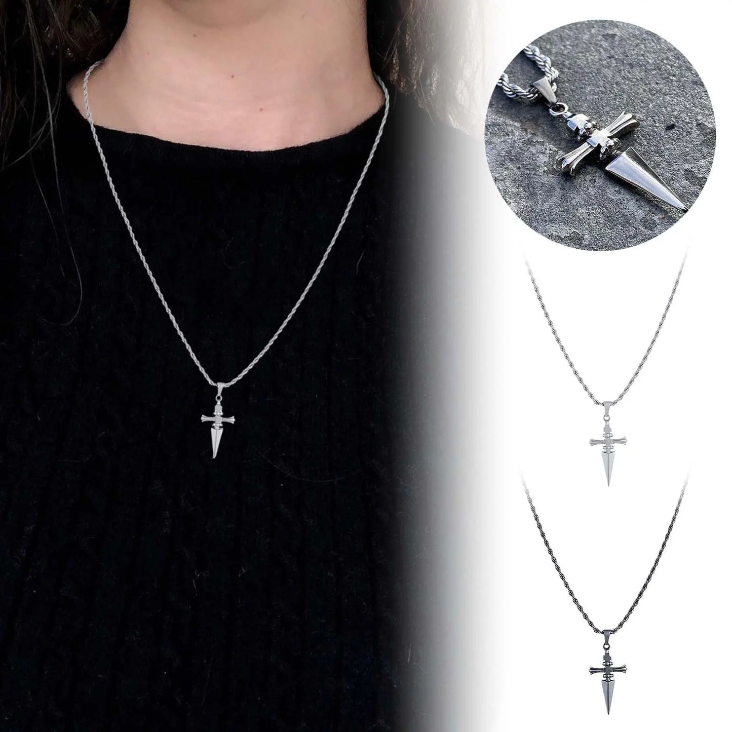 Anime Necklace for Men Judgement Chain Necklace H-X-H Pendant Men's Jewelry Cross Necklace Vintage Handmade Gift for Anime Lover