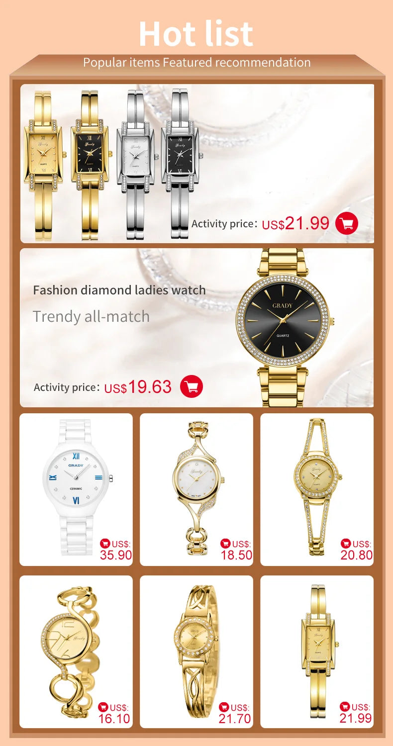 Luxury woman watch gold watch women luxe femme Gift for wife diamond watch quartz watches wristwatches for ladies