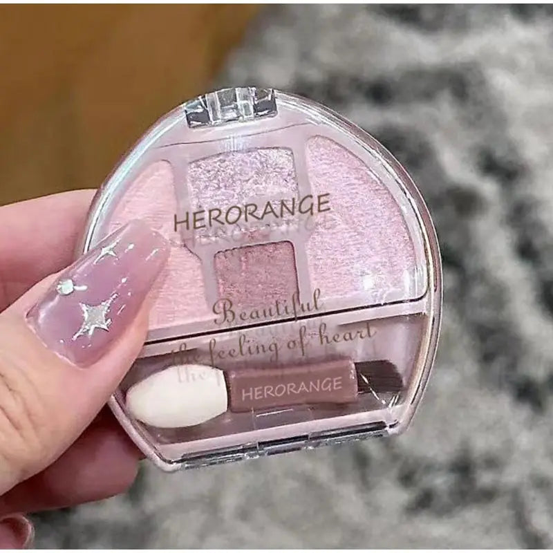Four-color Eye Shadow Powder Palette Shimmering Glitter Natural Eyelid Silkworm Contour Shadow Natural Tone Pink Eyeliner Makeup