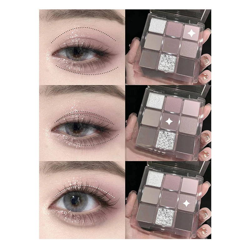 High Quality Matte Eyeshadow Palette Pearlescent Sequins Blush Eyeshadow Highlighter  For Women