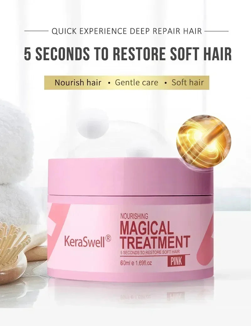 5 Seconds Magical Keratin Hair Mask Repair Damage Frizzy Soft Smooth Shiny Hair Deep Moisturizing Treatment Hair Root Scalp Care