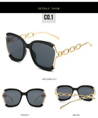 Luxury Square Sunglasses  Women UV400 Retro Brand Chain Metal Frame Shades Summer Sun Glasses for Female