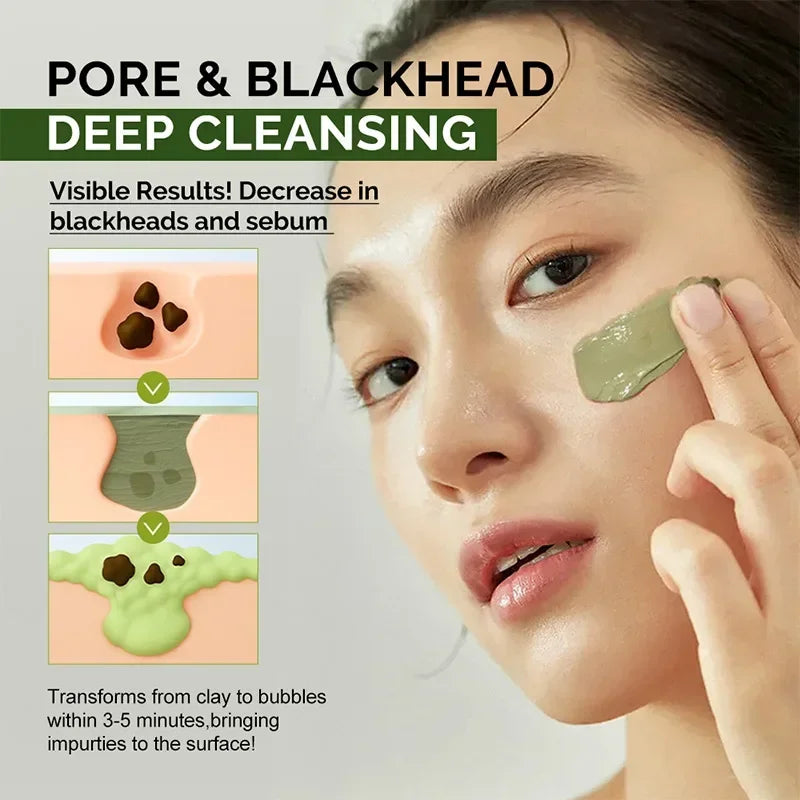 Holy Basil Bubble Deep Mask,Carbonated Water Face Cleansing Pores Blackheads Sebum,Clay Mud Mask Wash-Off Pack,Korean Skincare