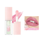 Pearlescent Pink Glitter Lip Oil Lustrous Color Changing Lip Gloss Moisturizing Makeup Lip Balm Mirror Glass Lip Glaze Cosmetics
