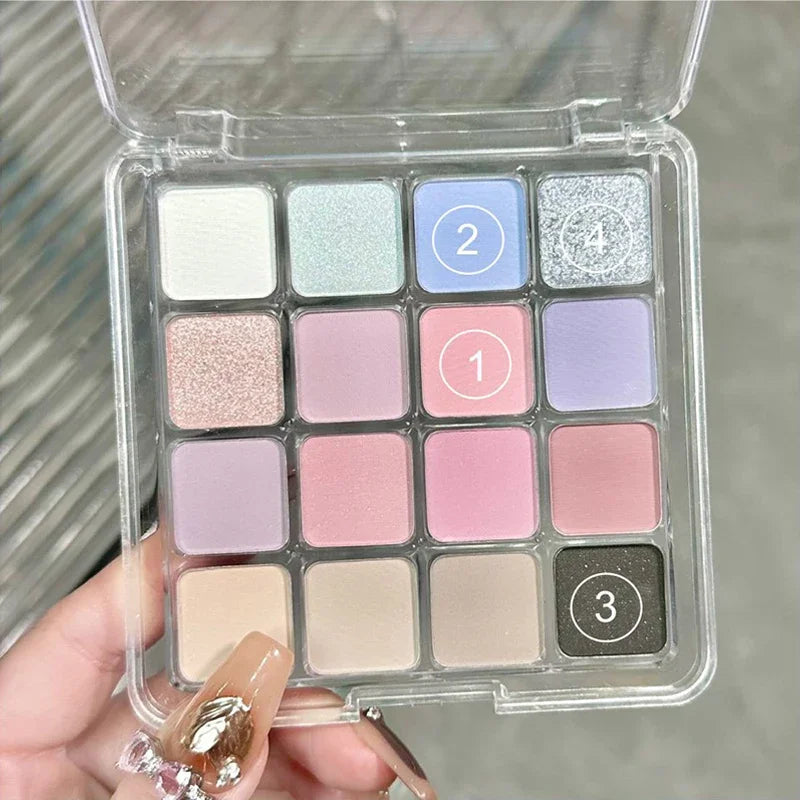 High Quality Matte Eyeshadow Palette Pearlescent Sequins Blush Eyeshadow Highlighter  For Women