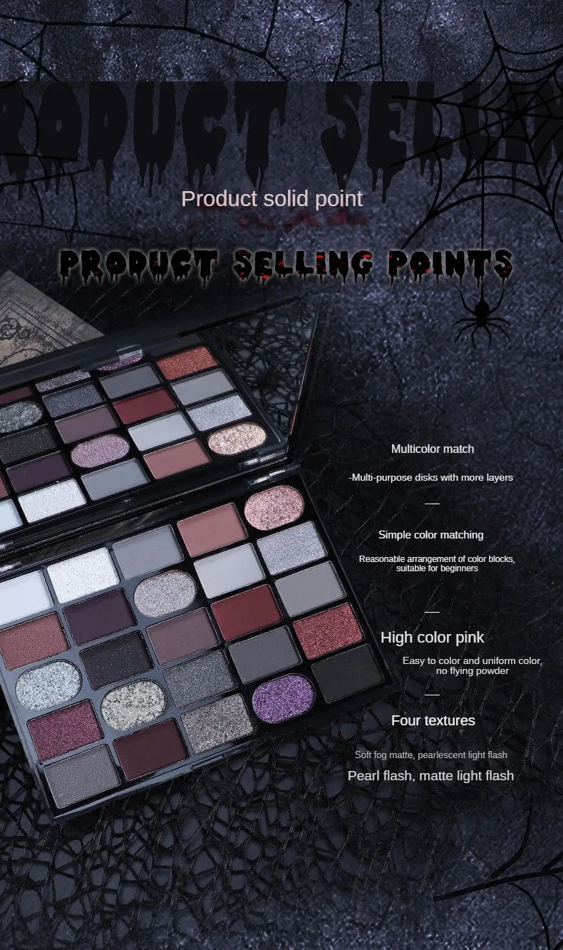 Dark Gothic Eye Shadow Palette Pearlescent Matte Fine Sparkle Strobes Punk Profound Three-dimensional Eye Shadow Makeup Cosmetic