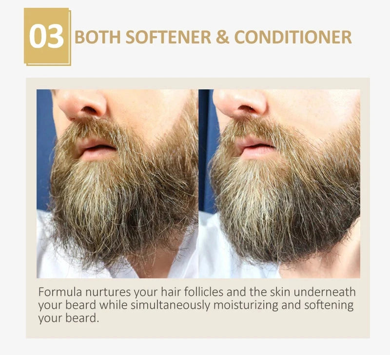 Natural Beard Care Essential Oil 30ml,Deeply Moisturizes Nourishes Beard,Smooth & Glossy for Men Fuller Thicker Styling Care