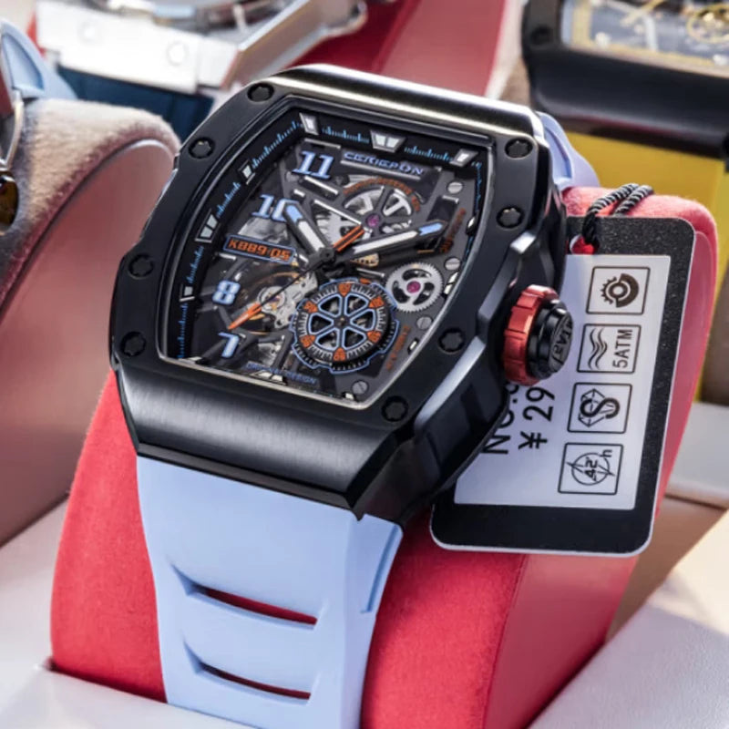 Top Brand Original Automatic Watch for Men High-end Luxury Hollow Out Chronograph Waterproof Mens Mechanical Watches Clock Reloj