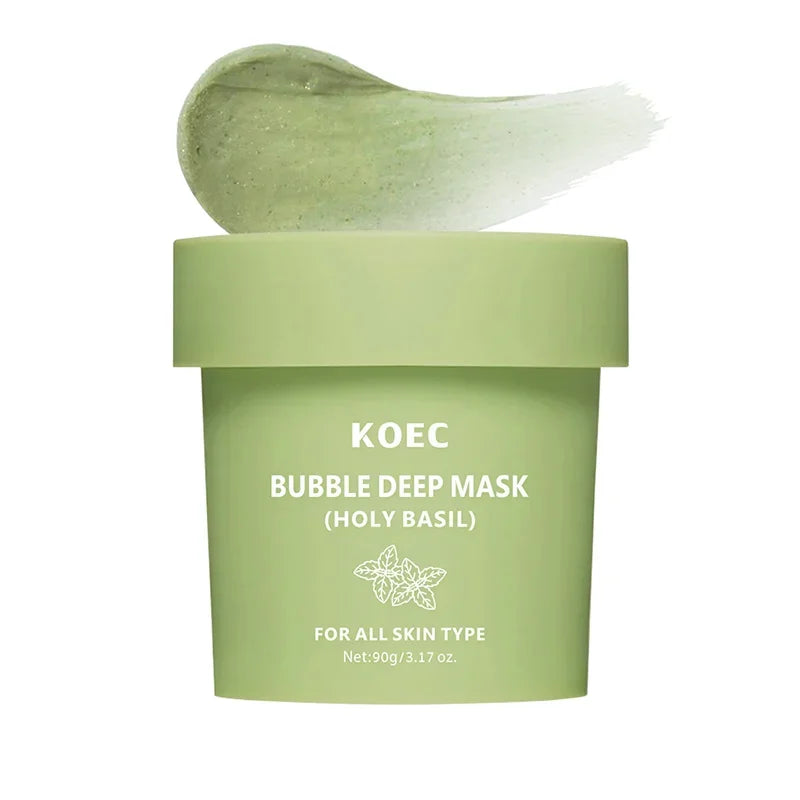 Holy Basil Bubble Deep Mask,Carbonated Water Face Cleansing Pores Blackheads Sebum,Clay Mud Mask Wash-Off Pack,Korean Skincare