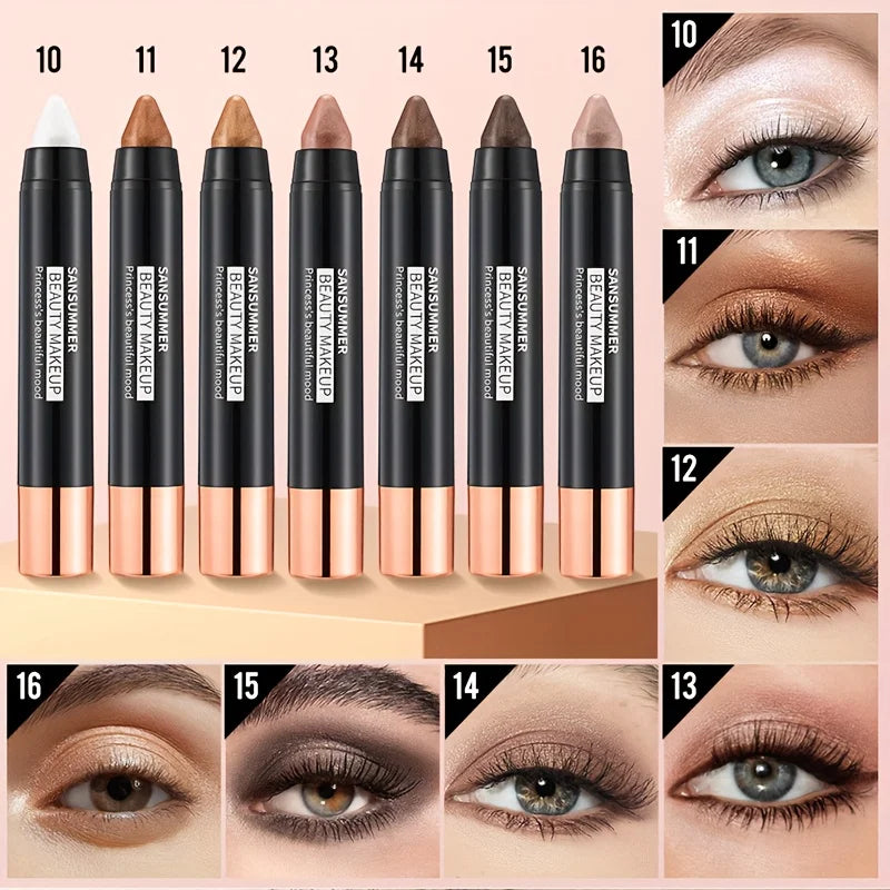 7 color waterproof eye shadow stick, pearlescent matte treatment, to create a natural and lasting eye makeup flash.