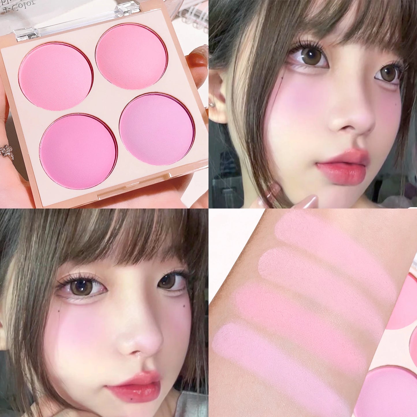 4-color blush bright warm color natural nude makeup effect brightening lasting easy to color face beauty cosmetics
